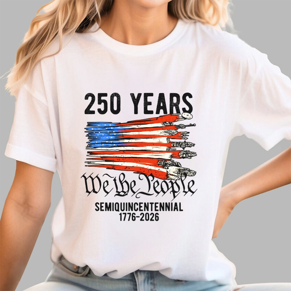 America 250th Anniversary We The People  Sci-Fi Rebels Flag Art print  T-Shirt