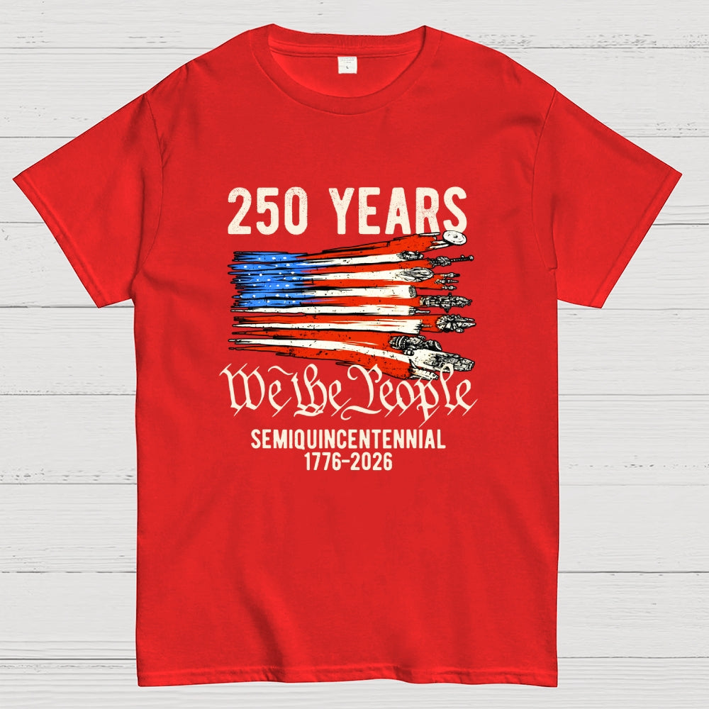 America 250th Anniversary We The People  Sci-Fi Rebels Flag Art print  T-Shirt