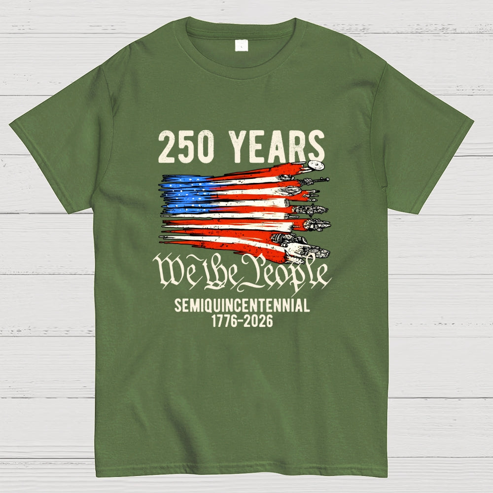 America 250th Anniversary We The People  Sci-Fi Rebels Flag Art print  T-Shirt