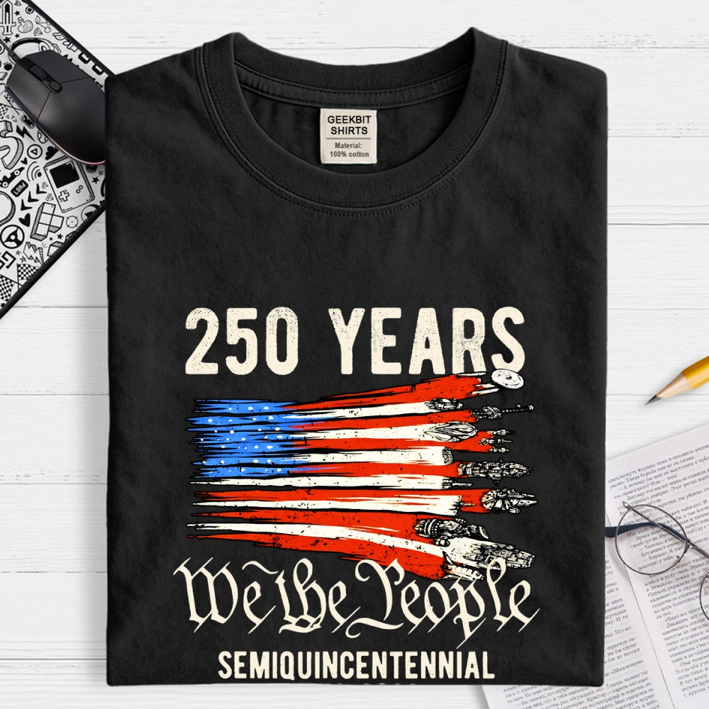 America 250th Anniversary We The People  Sci-Fi Rebels Flag Art print  T-Shirt
