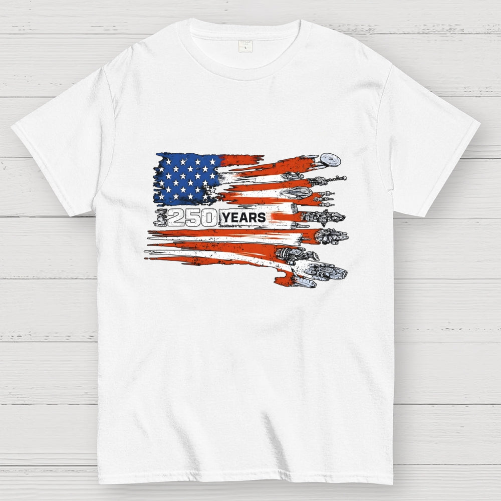 America 250th Anniversary Sci-Fi Rebels Flag Art print  T-Shirt