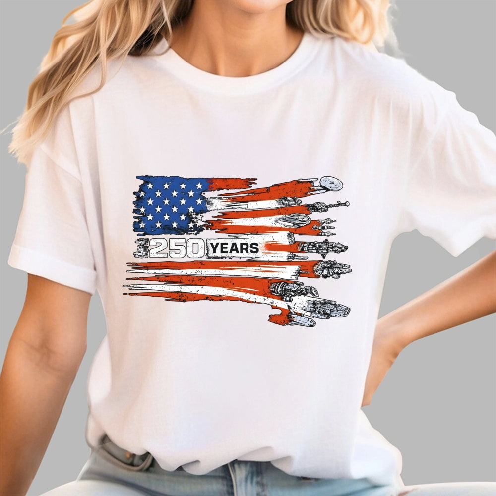 America 250th Anniversary Sci-Fi Rebels Flag Art print  T-Shirt