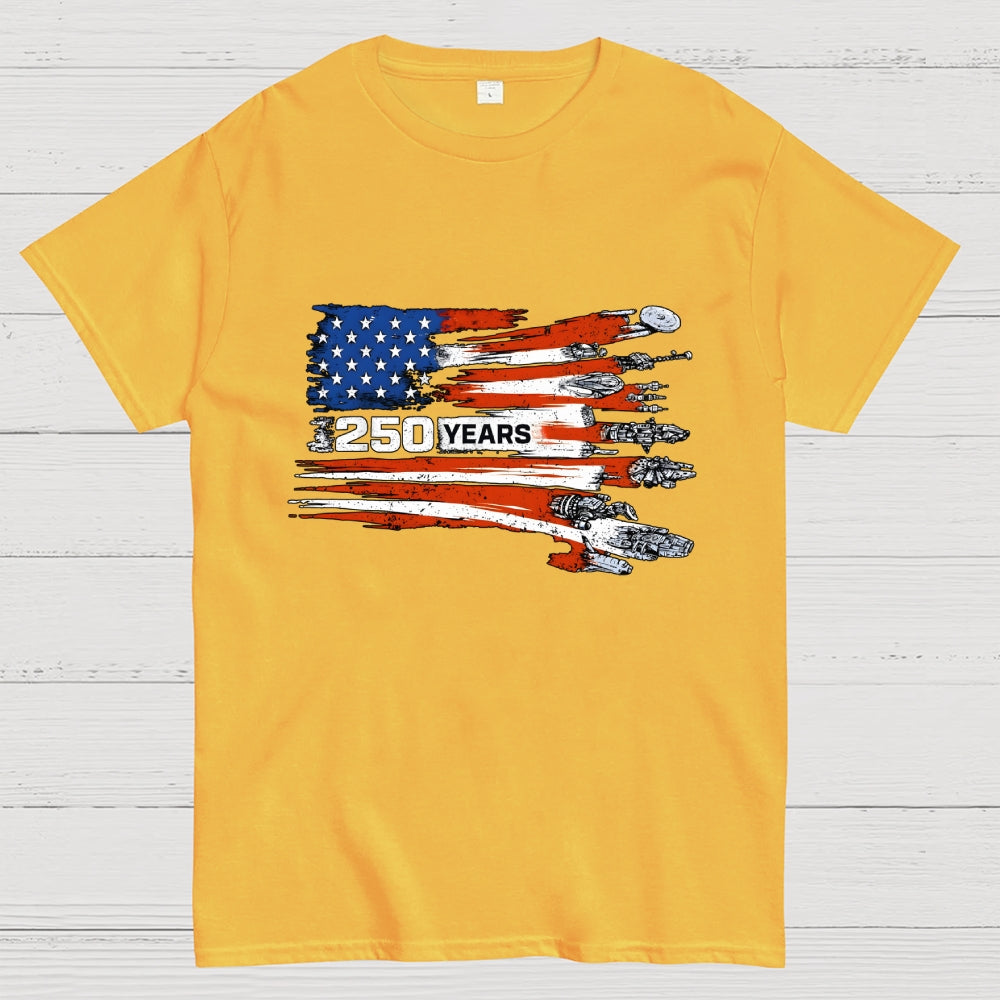 America 250th Anniversary Sci-Fi Rebels Flag Art print  T-Shirt