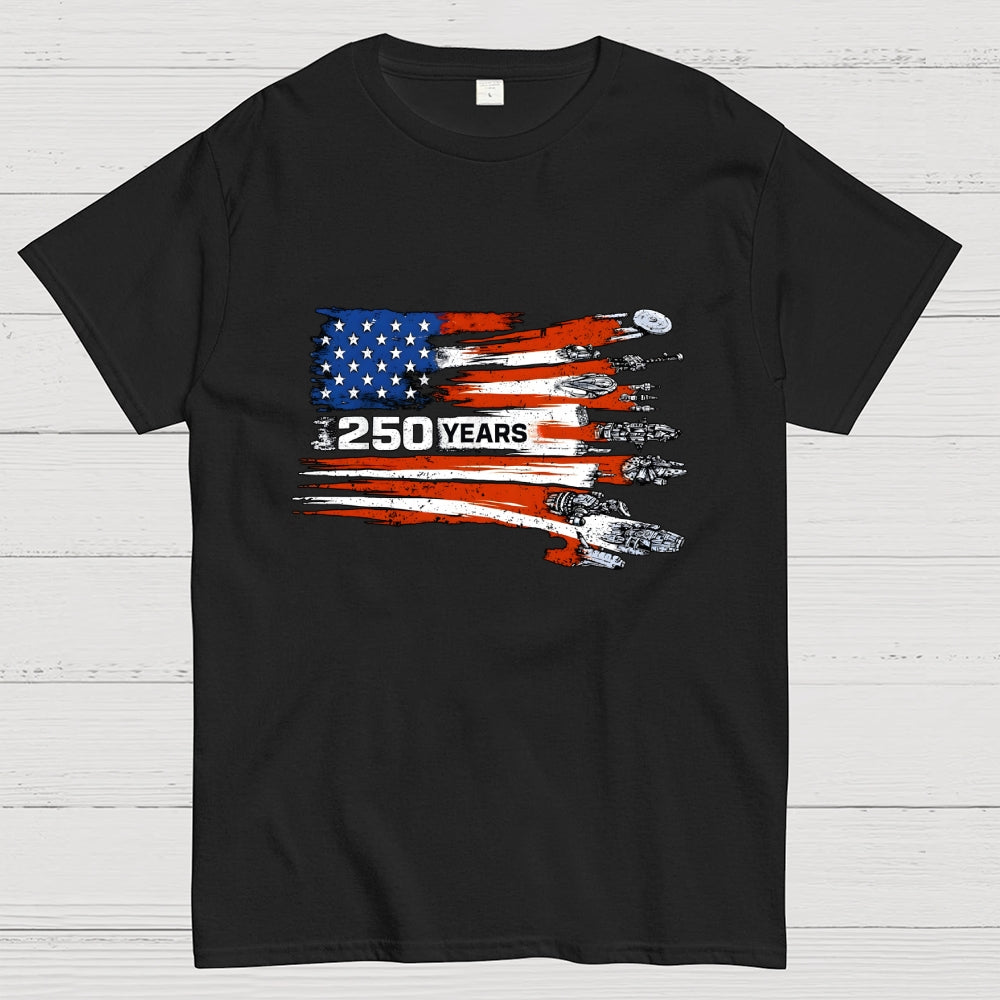 America 250th Anniversary Sci-Fi Rebels Flag Art print  T-Shirt