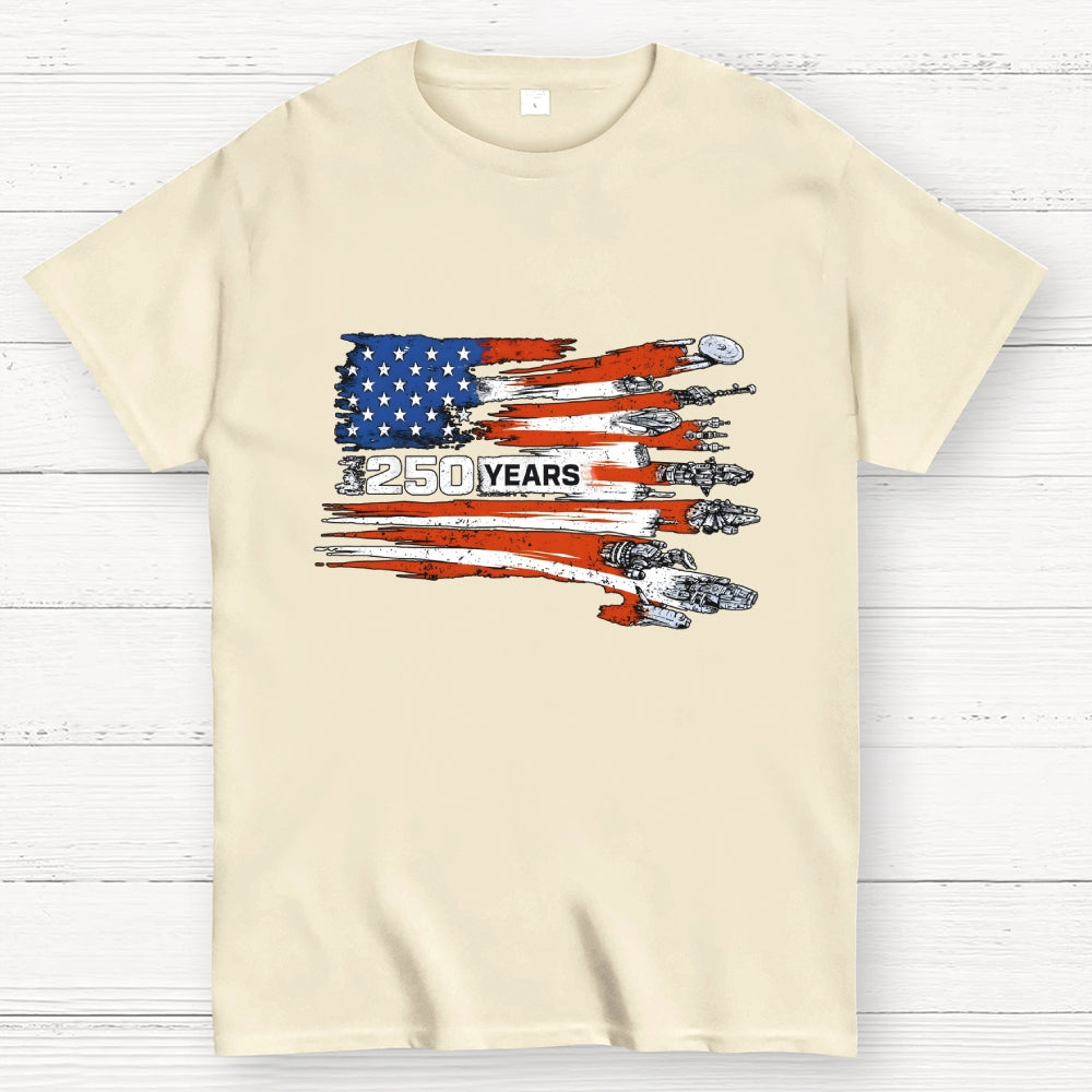 America 250th Anniversary Sci-Fi Rebels Flag Art print  T-Shirt