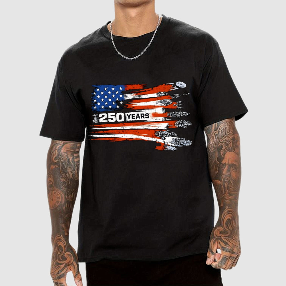 America 250th Anniversary Sci-Fi Rebels Flag Art print  T-Shirt