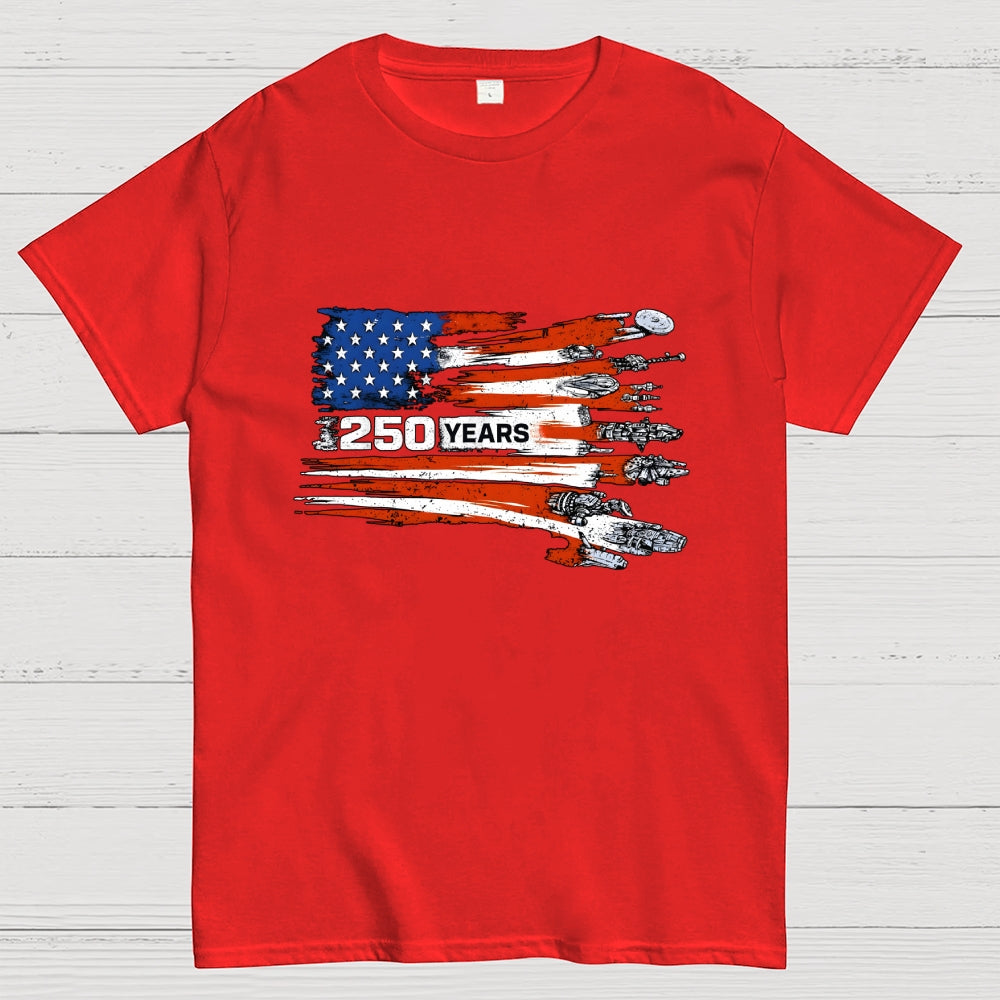 America 250th Anniversary Sci-Fi Rebels Flag Art print  T-Shirt