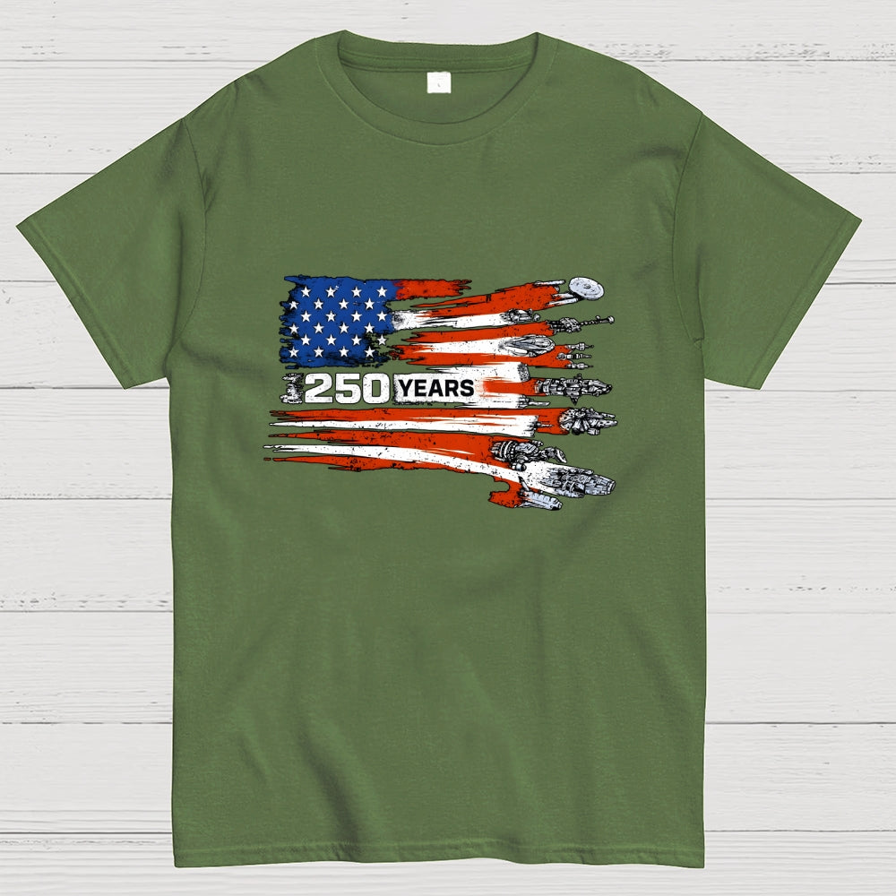 America 250th Anniversary Sci-Fi Rebels Flag Art print  T-Shirt