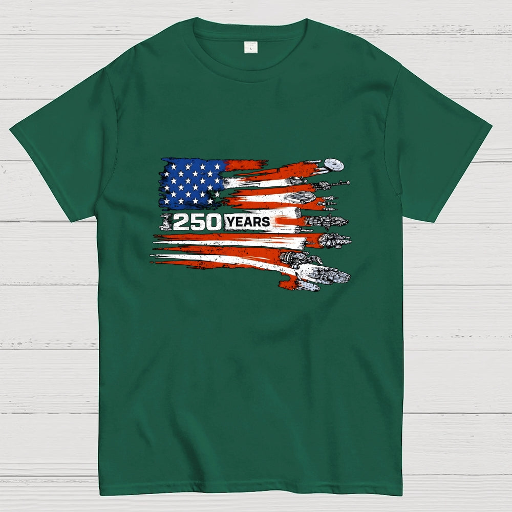 America 250th Anniversary Sci-Fi Rebels Flag Art print  T-Shirt
