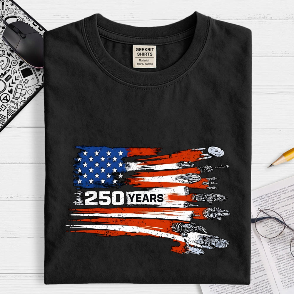 America 250th Anniversary Sci-Fi Rebels Flag Art print  T-Shirt
