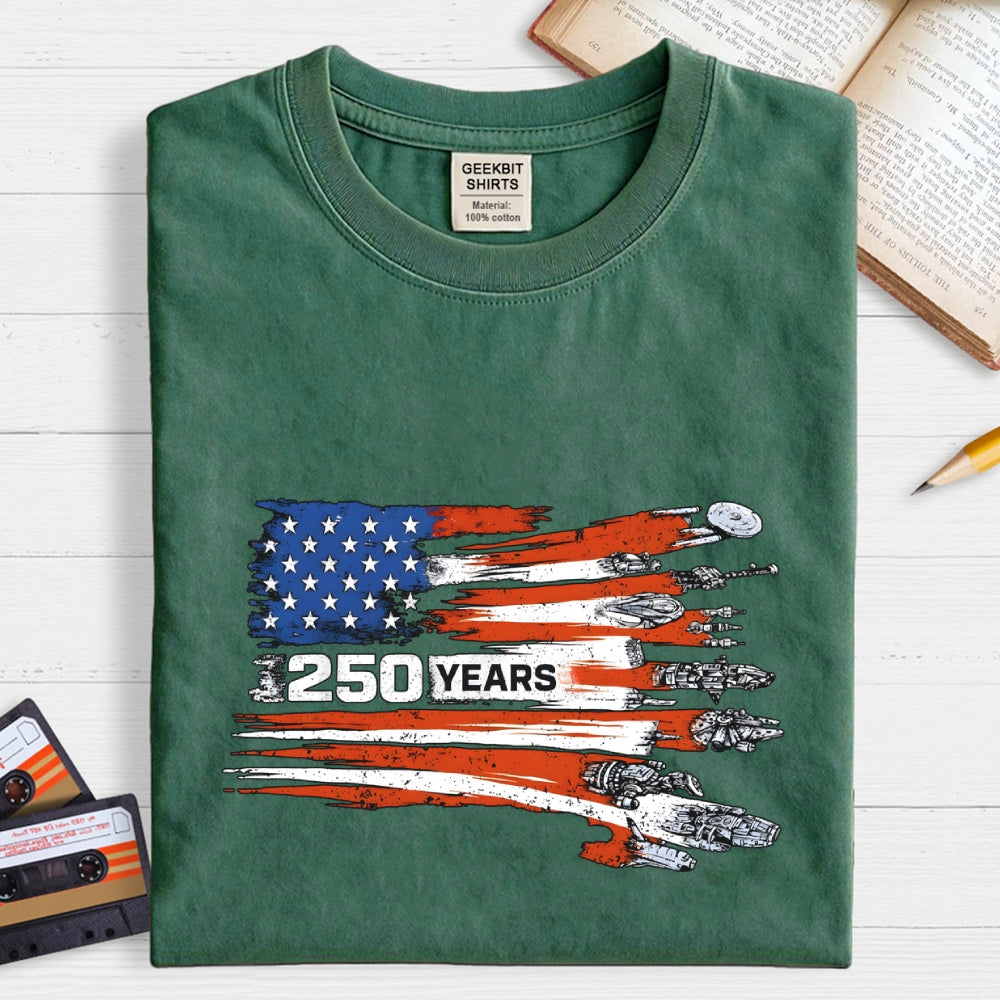 America 250th Anniversary Sci-Fi Rebels Flag Art print  T-Shirt