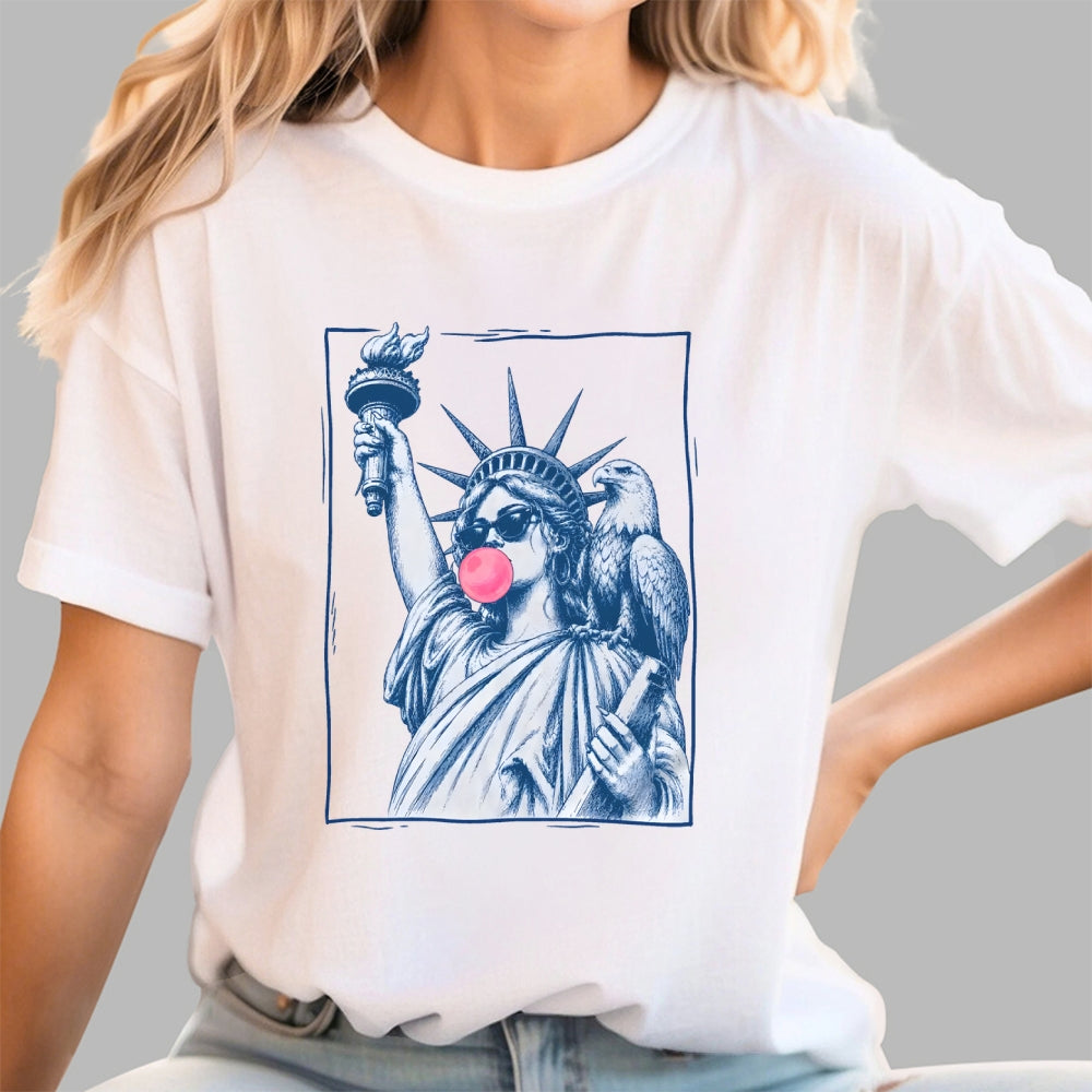 Retro Lady Liberty Bubblegum – America 250  T-Shirt