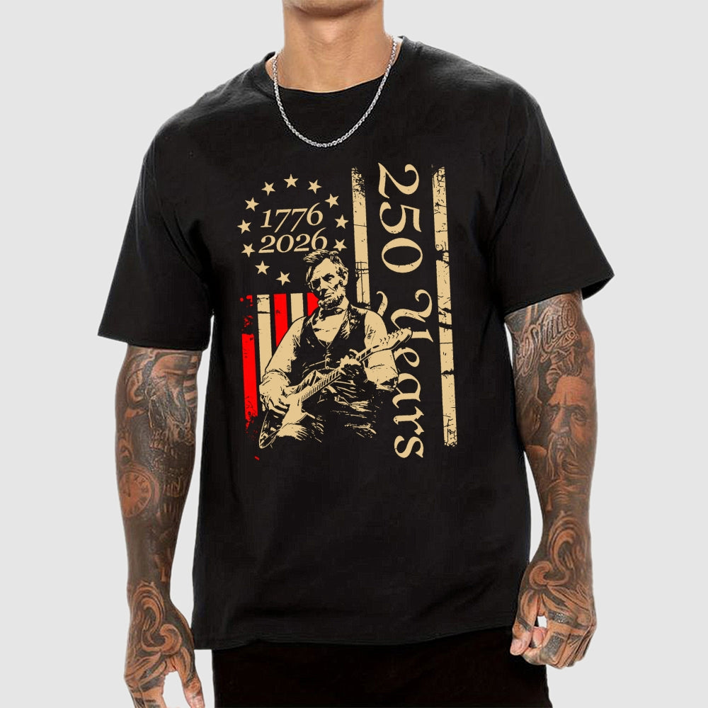 Lincoln Rocks – USA 250 Years Since July 4, 1776  T-Shirt