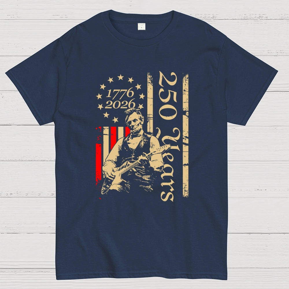 Lincoln Rocks – USA 250 Years Since July 4, 1776  T-Shirt