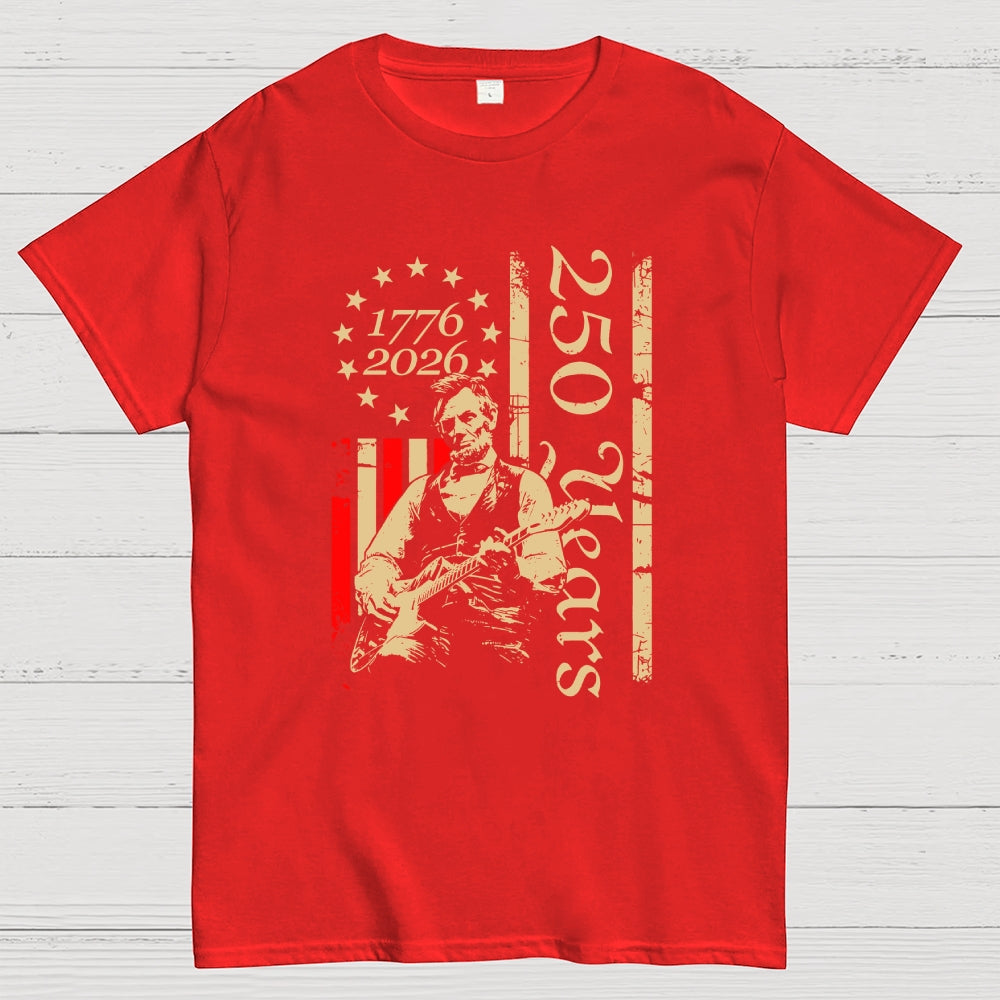 Lincoln Rocks – USA 250 Years Since July 4, 1776  T-Shirt