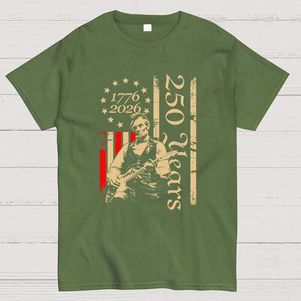 Lincoln Rocks – USA 250 Years Since July 4, 1776  T-Shirt