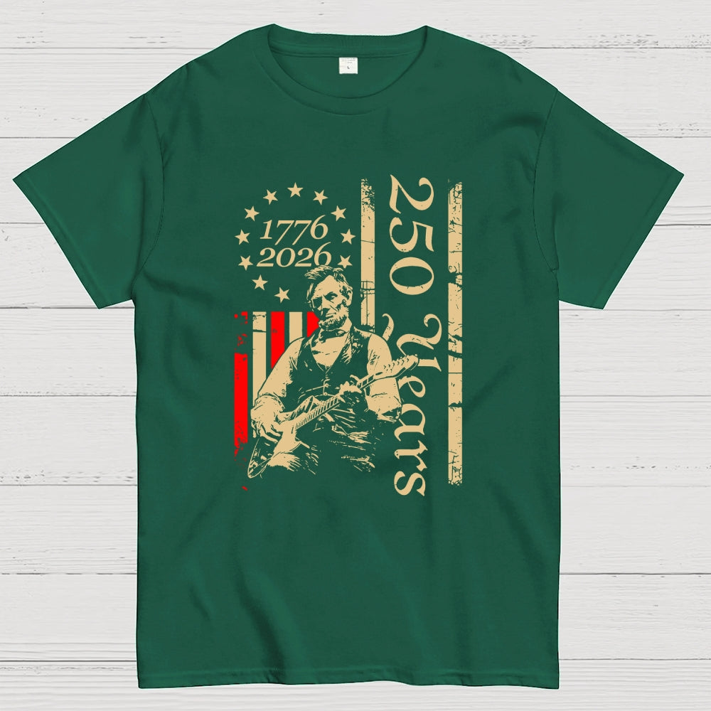 Lincoln Rocks – USA 250 Years Since July 4, 1776  T-Shirt