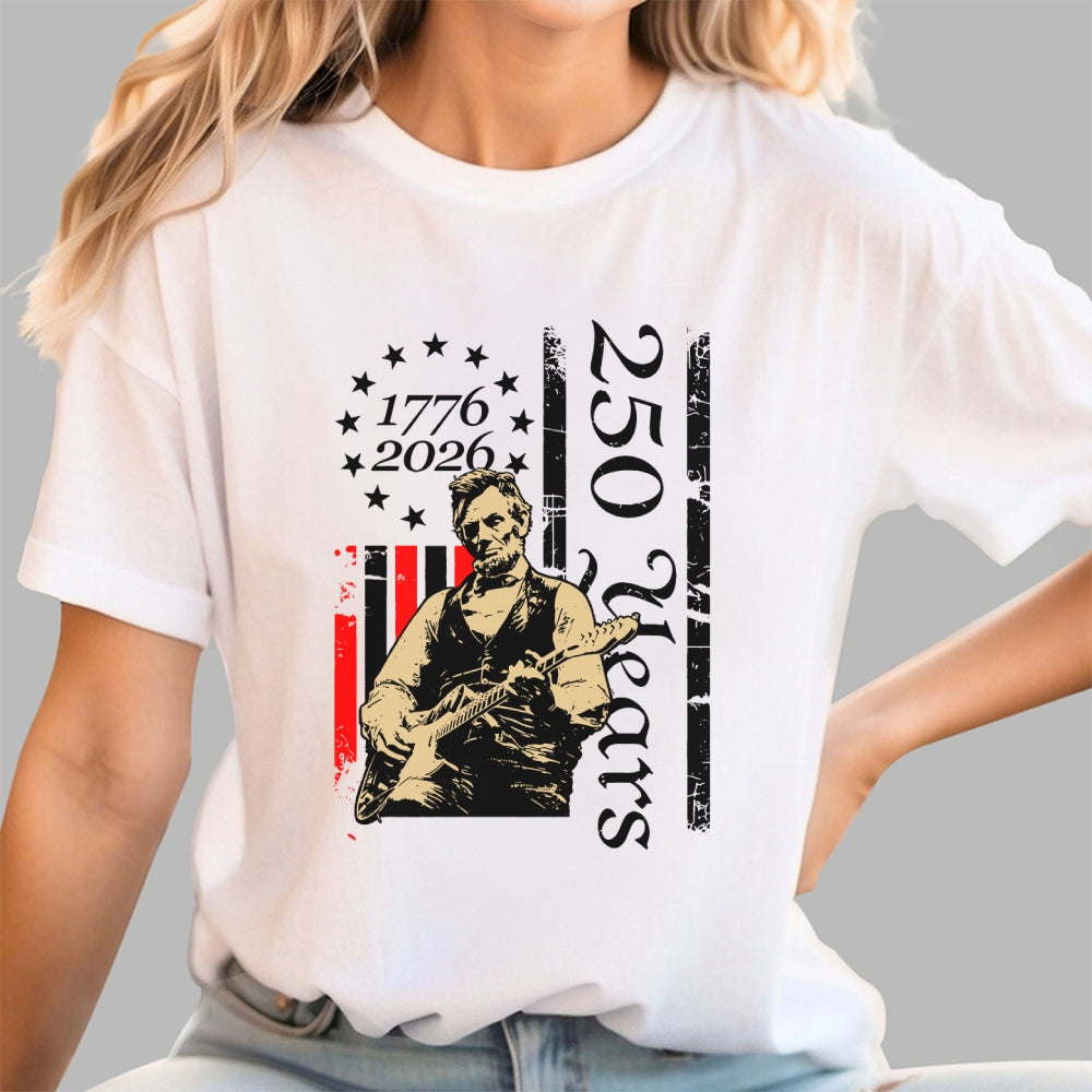 Lincoln Rocks – USA 250 Years Since July 4, 1776  T-Shirt