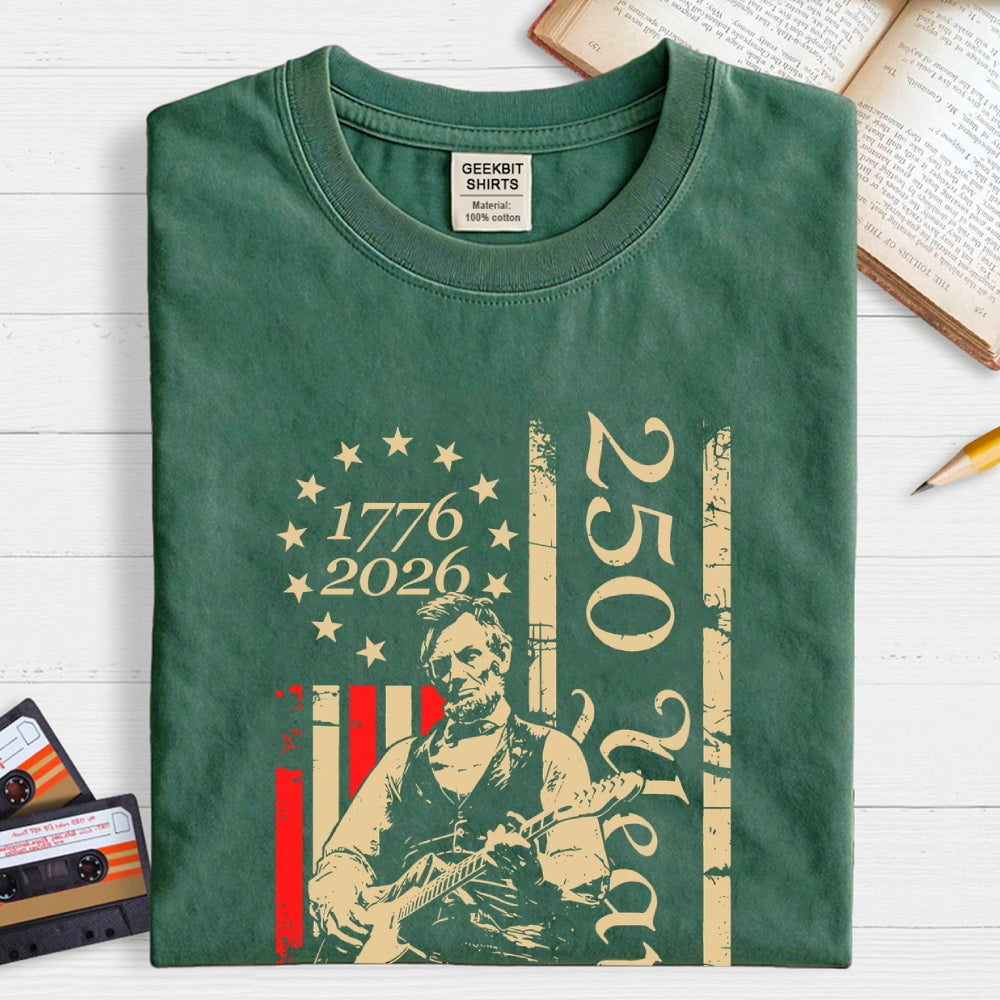 Lincoln Rocks – USA 250 Years Since July 4, 1776  T-Shirt