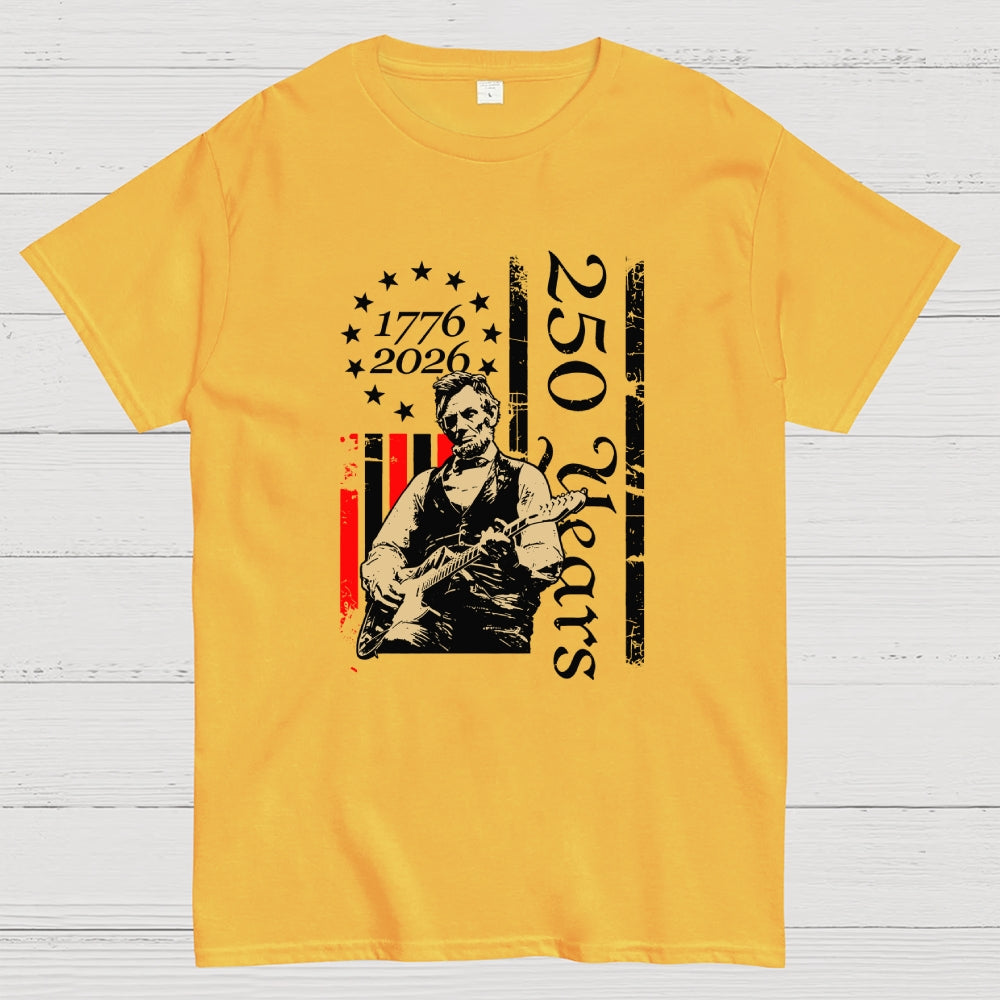 Lincoln Rocks – USA 250 Years Since July 4, 1776  T-Shirt