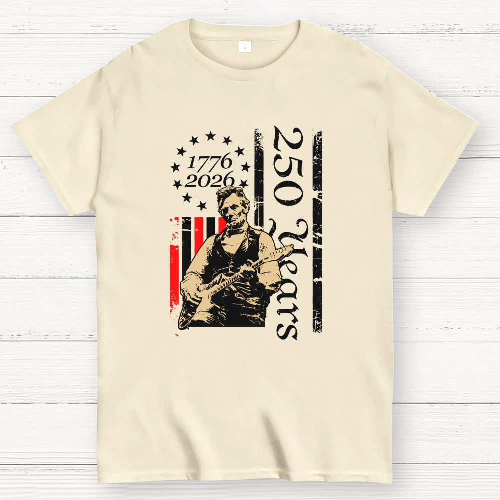 Lincoln Rocks – USA 250 Years Since July 4, 1776  T-Shirt
