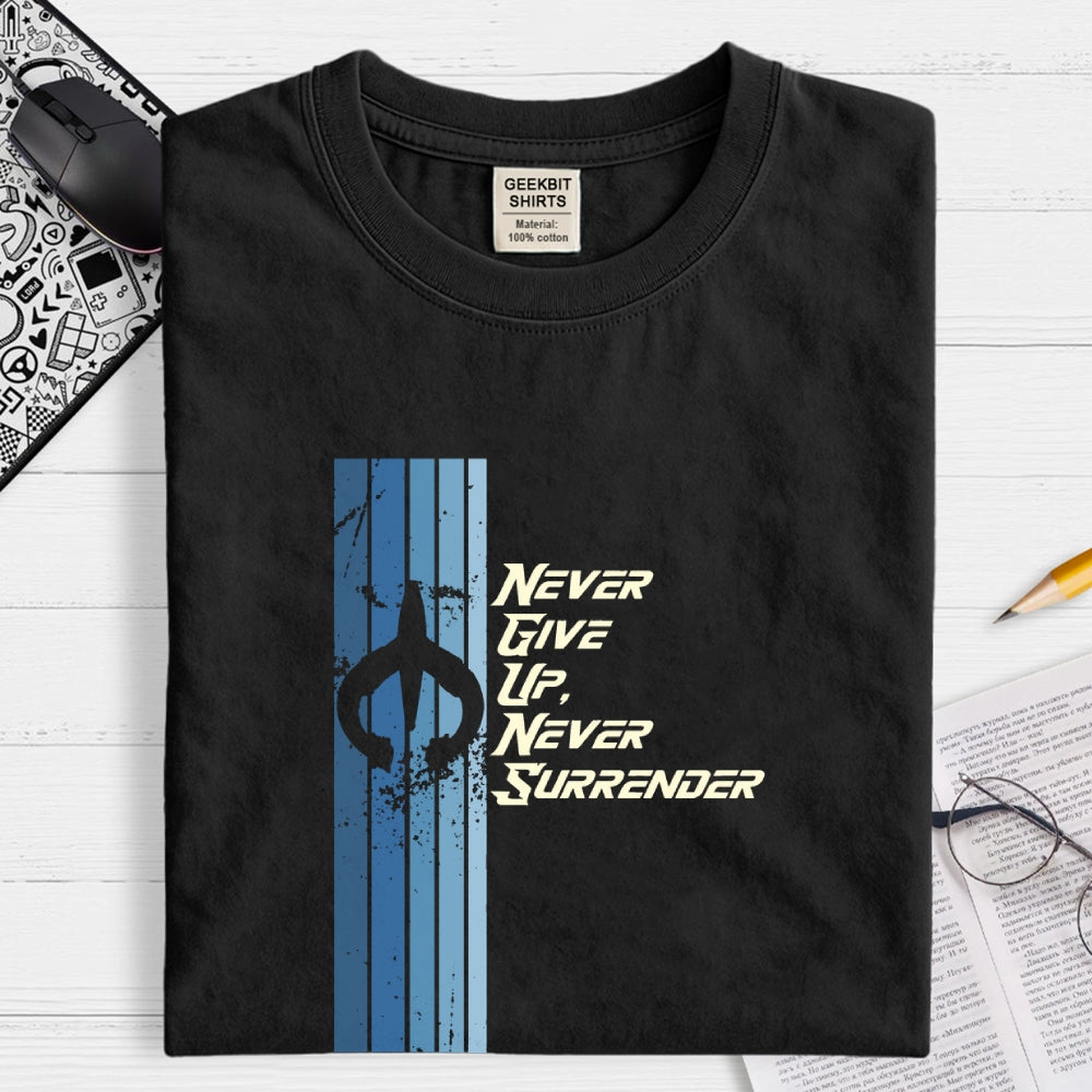 Retro Galaxy Quest Never Give up Never Surrender  T-Shirt