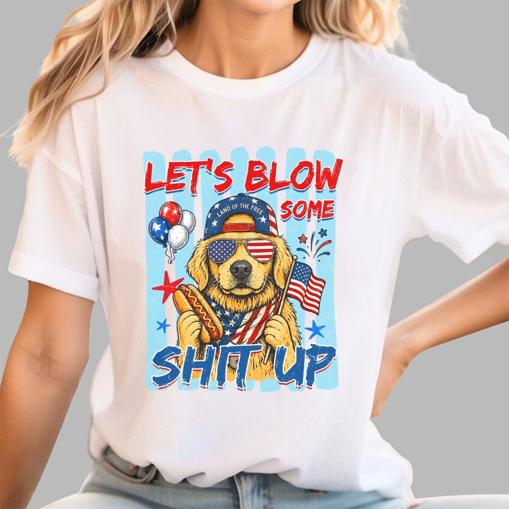 Funny 4th of July Hotdog Dog Stripes Dachshund  T-Shirt