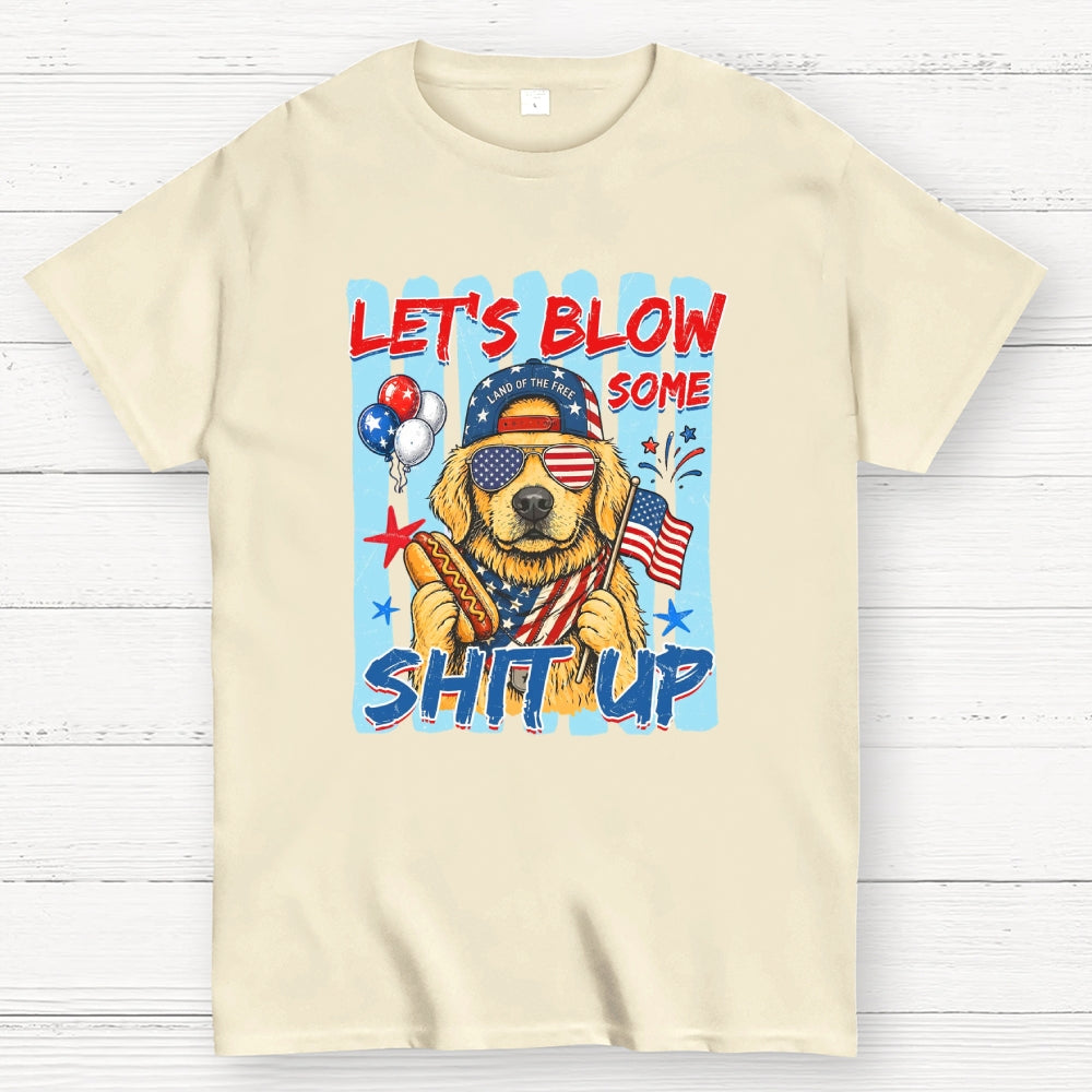 Funny 4th of July Hotdog Dog Stripes Dachshund  T-Shirt