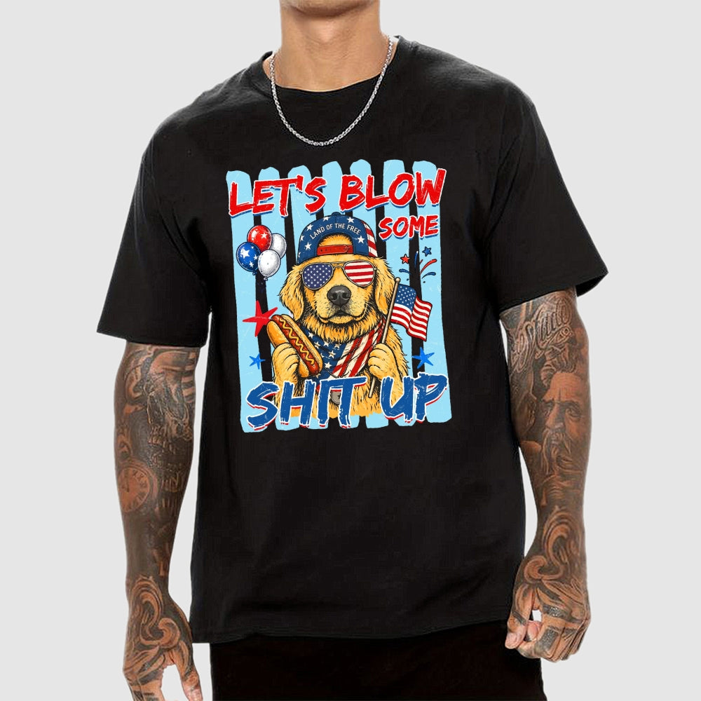 Funny 4th of July Hotdog Dog Stripes Dachshund  T-Shirt