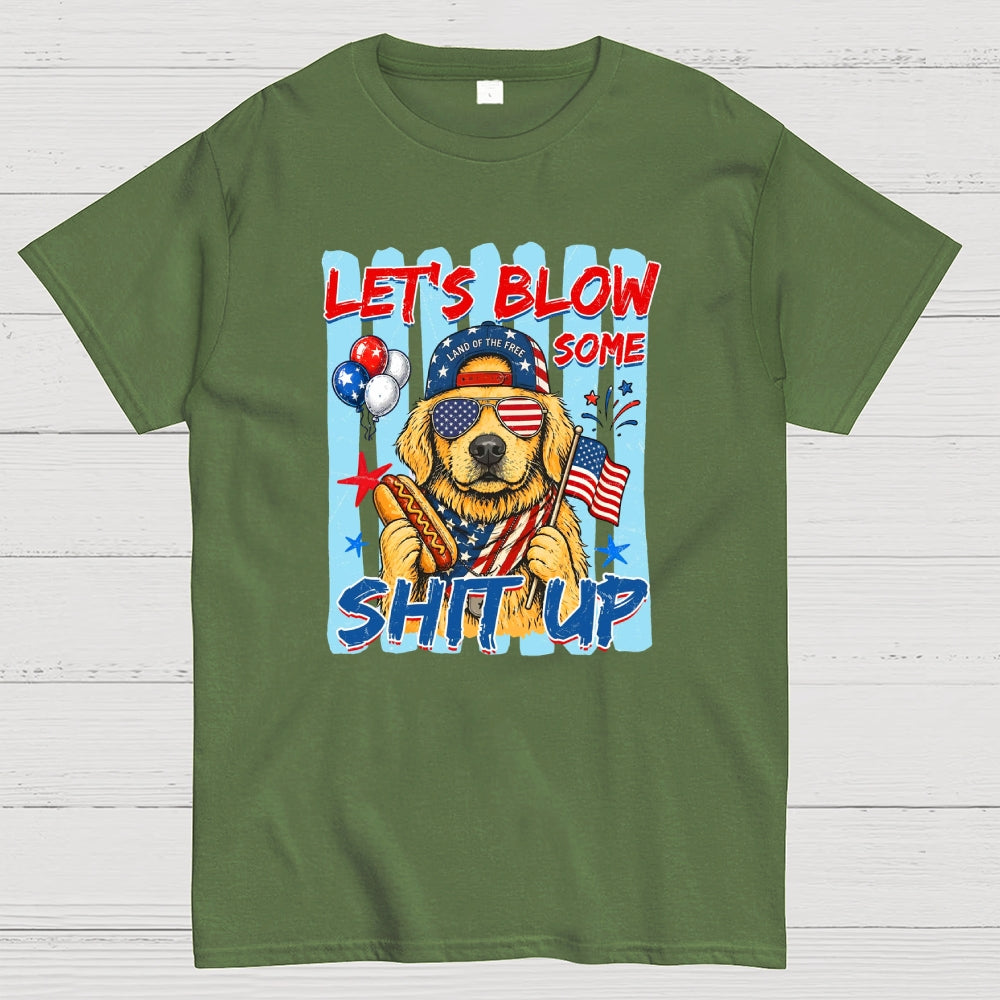 Funny 4th of July Hotdog Dog Stripes Dachshund  T-Shirt