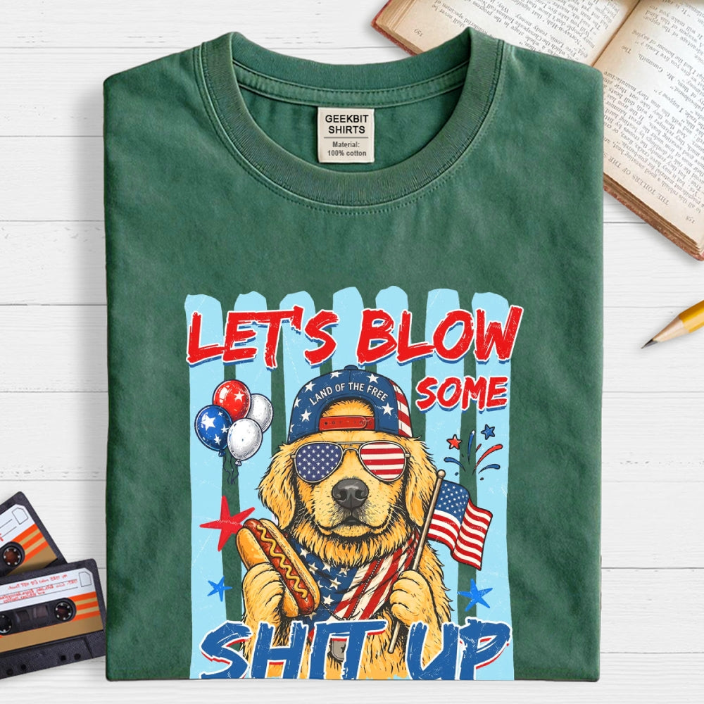 Funny 4th of July Hotdog Dog Stripes Dachshund  T-Shirt