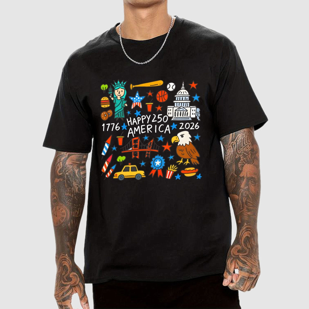 Happy USA 250th Anniversary 1776–2026 Patriotic  T-Shirt