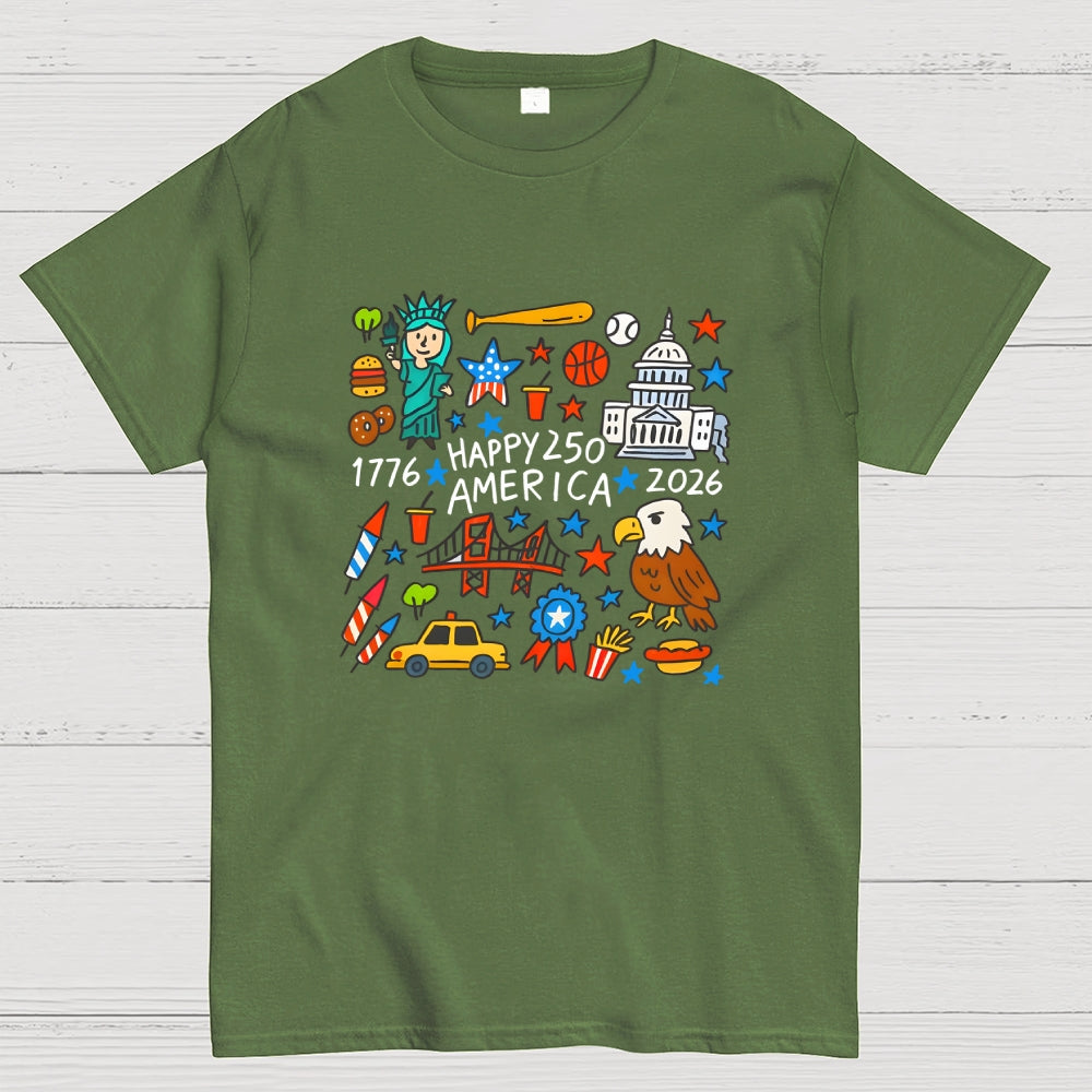 Happy USA 250th Anniversary 1776–2026 Patriotic  T-Shirt