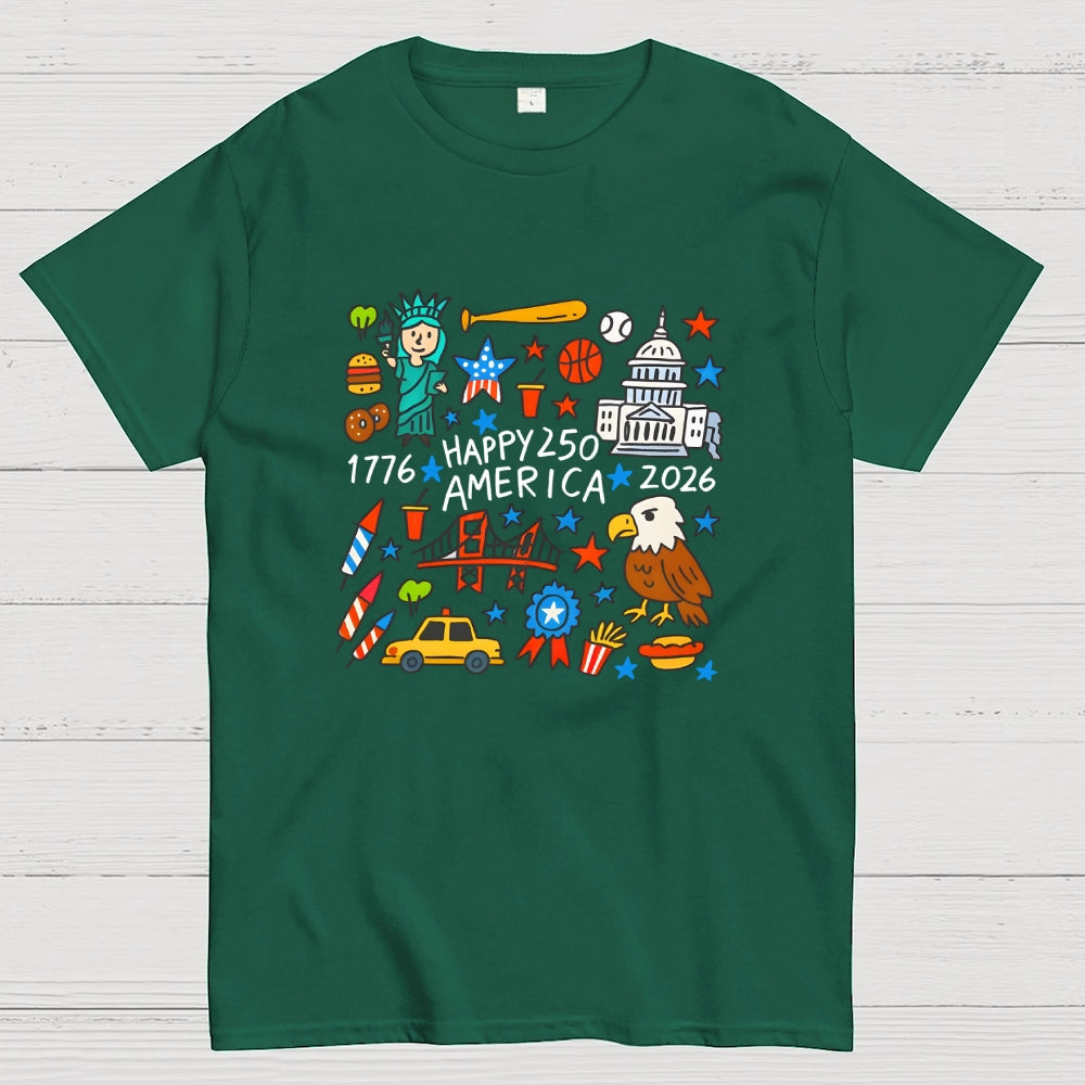 Happy USA 250th Anniversary 1776–2026 Patriotic  T-Shirt