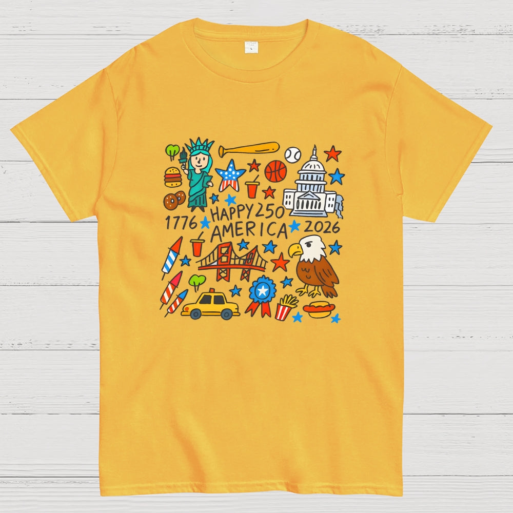 Happy USA 250th Anniversary 1776–2026 Patriotic  T-Shirt