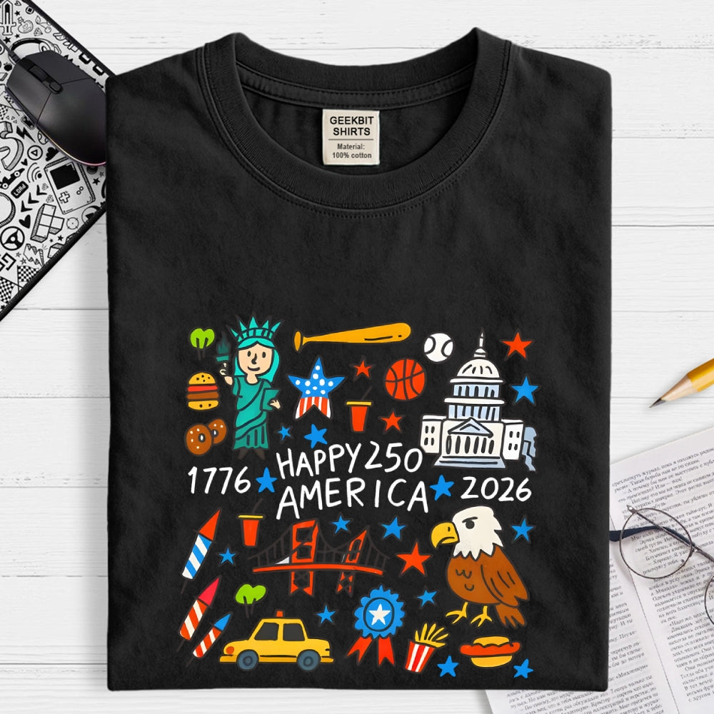 Happy USA 250th Anniversary 1776–2026 Patriotic  T-Shirt
