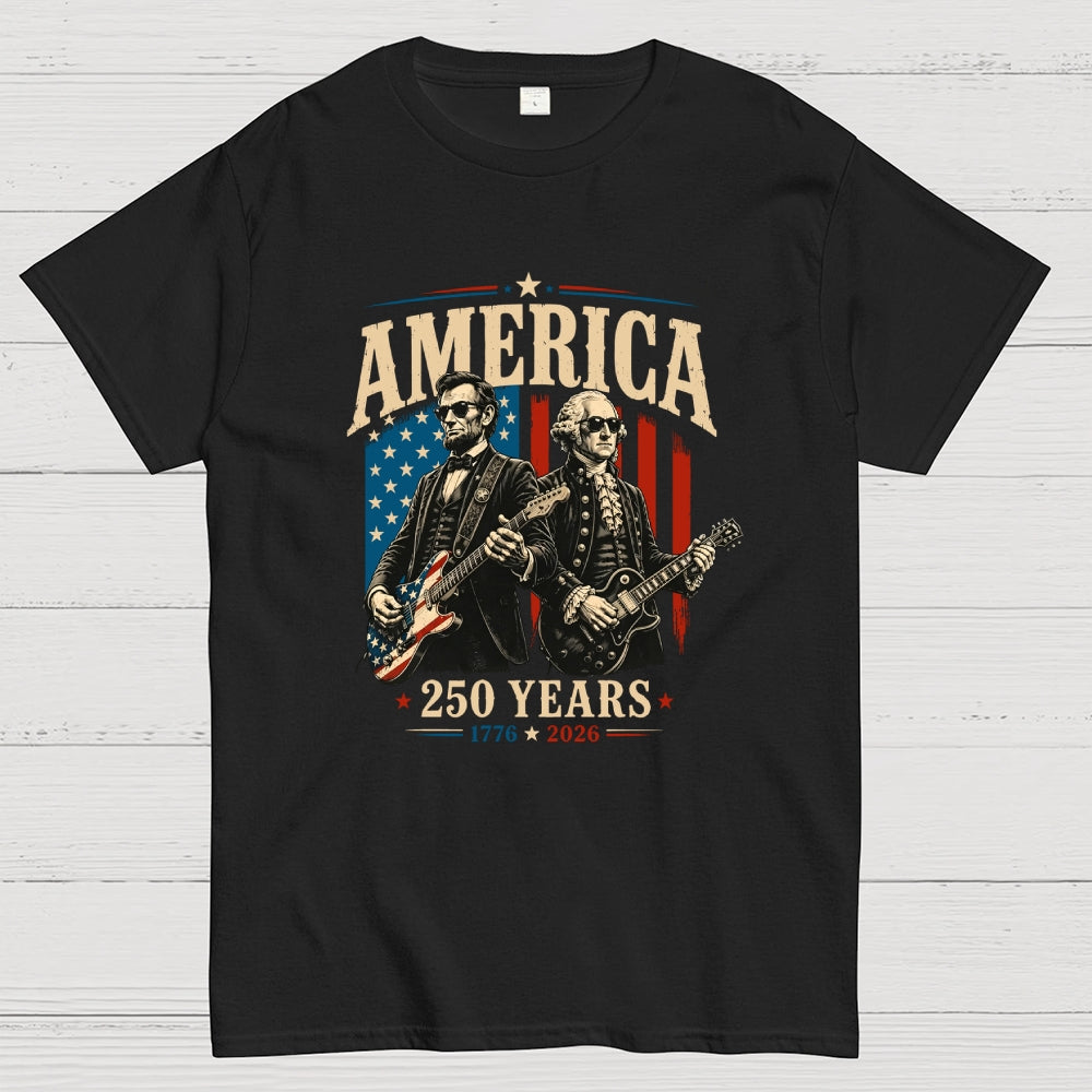 George Washington Lincoln Playing Guitar - 4th of July  T-Shirt