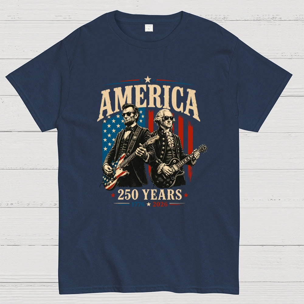 George Washington Lincoln Playing Guitar - 4th of July  T-Shirt