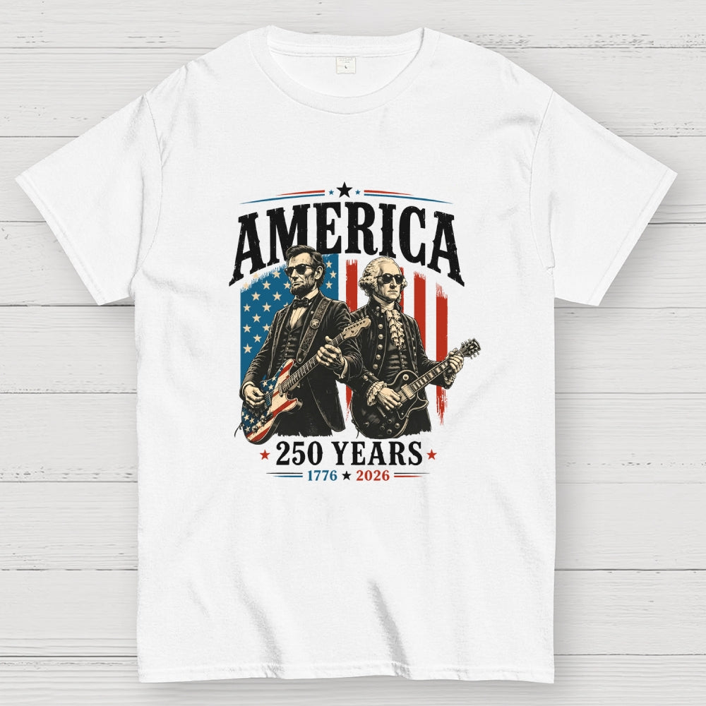 George Washington Lincoln Playing Guitar - 4th of July  T-Shirt