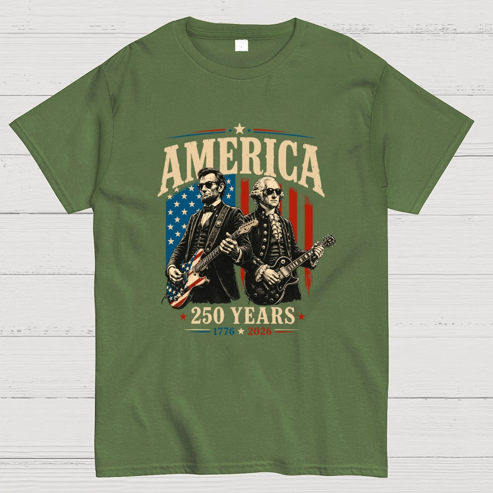 George Washington Lincoln Playing Guitar - 4th of July  T-Shirt