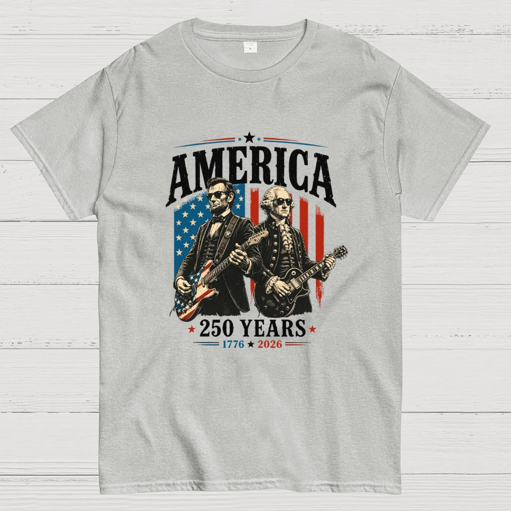 George Washington Lincoln Playing Guitar - 4th of July  T-Shirt