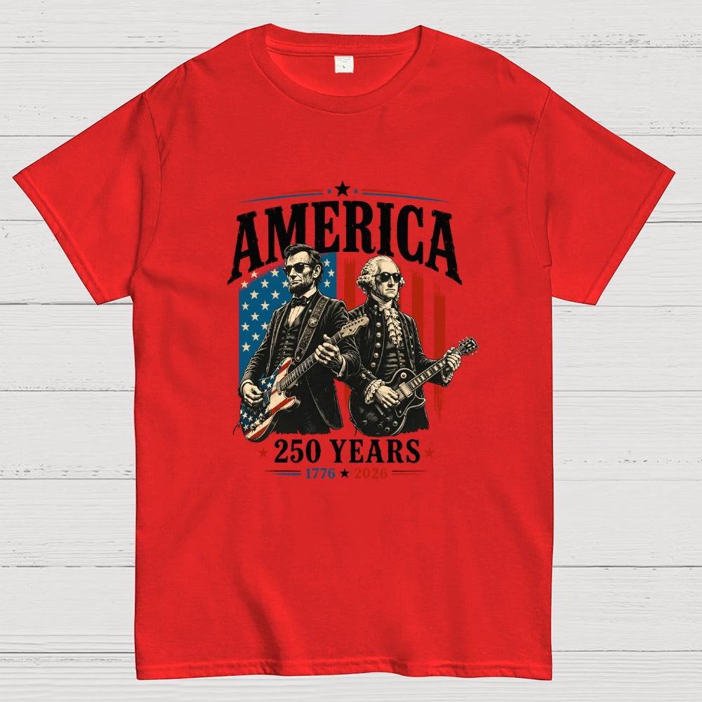 George Washington Lincoln Playing Guitar - 4th of July  T-Shirt