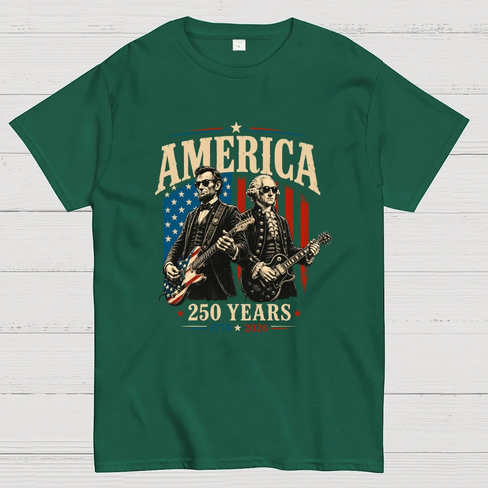 George Washington Lincoln Playing Guitar - 4th of July  T-Shirt