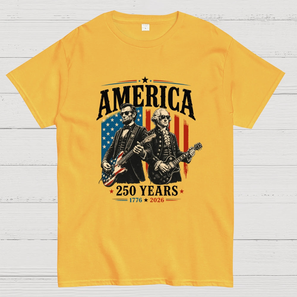 George Washington Lincoln Playing Guitar - 4th of July  T-Shirt