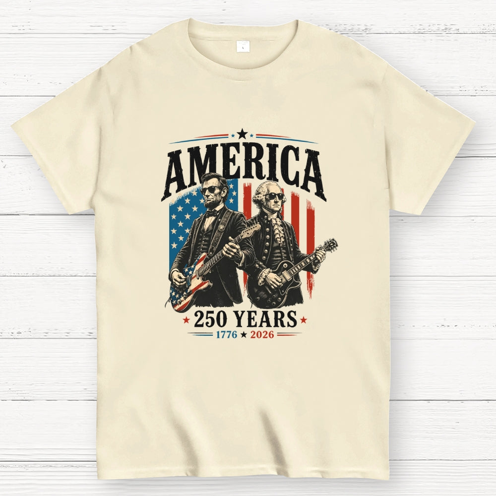 George Washington Lincoln Playing Guitar - 4th of July  T-Shirt