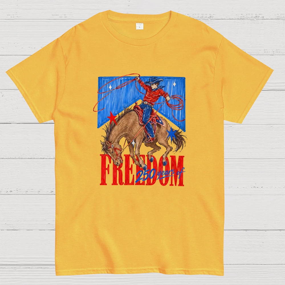 Freedom 250 Years Western Cowboy Patriotic  T-Shirt