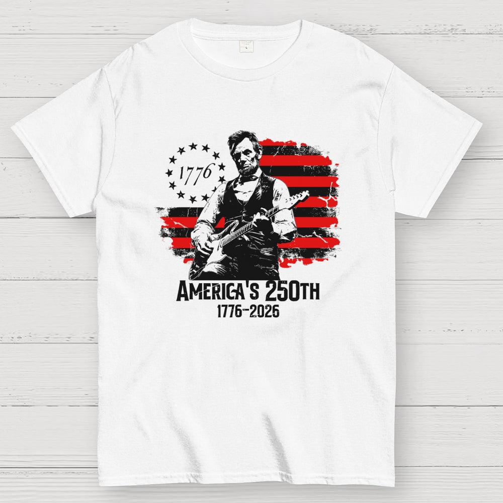 Lincoln Rocks – USA 250 Years Since July 4, 1776  T-Shirt