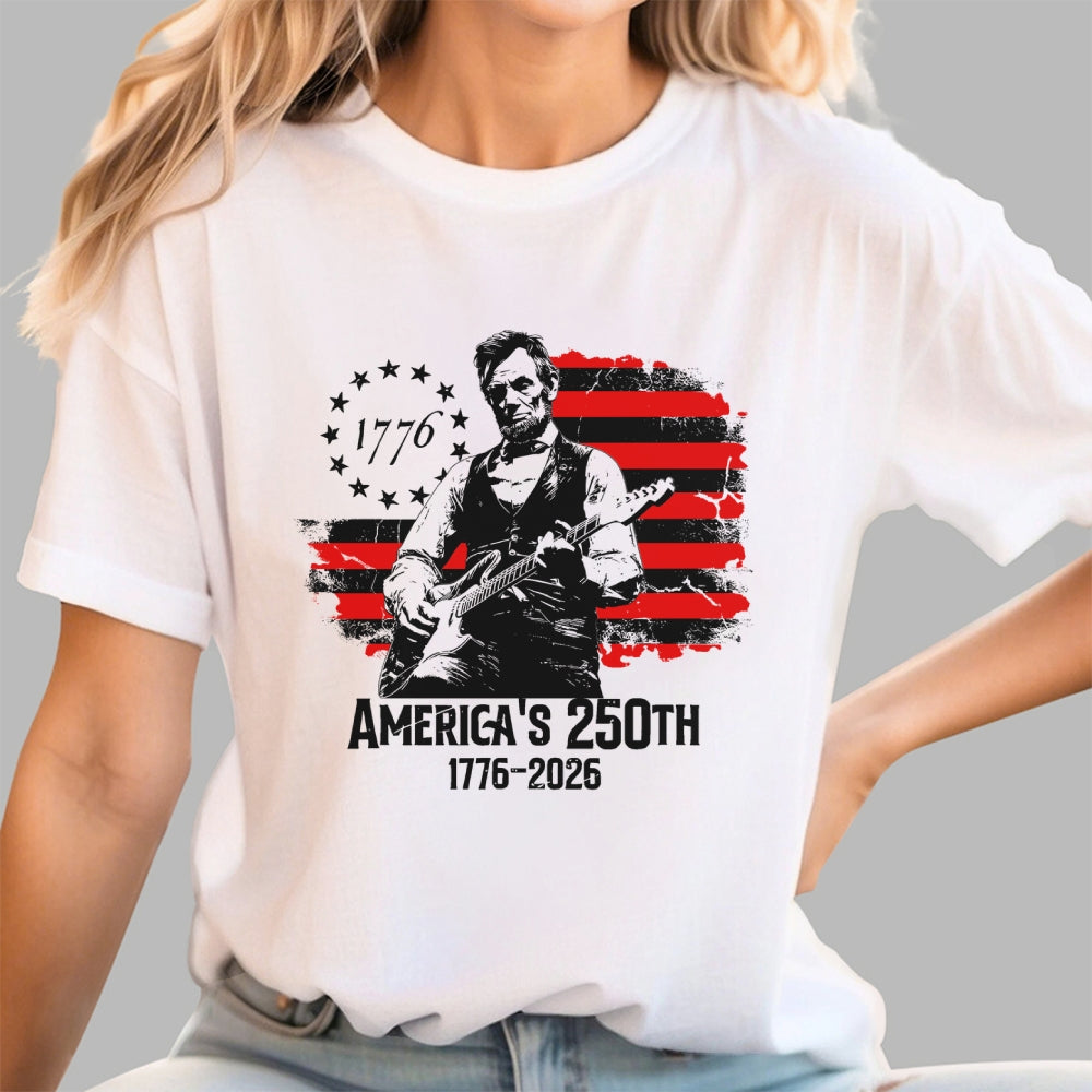 Lincoln Rocks – USA 250 Years Since July 4, 1776  T-Shirt