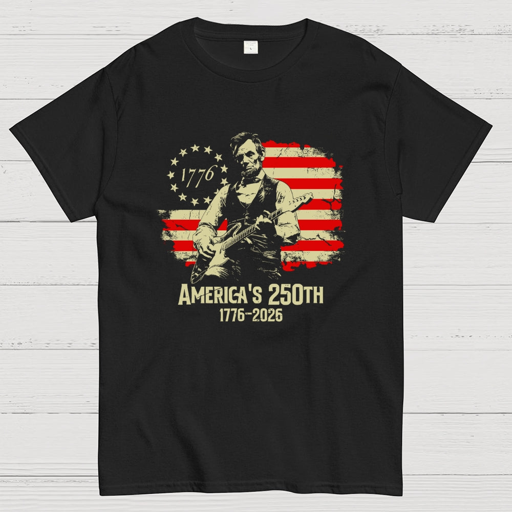 Lincoln Rocks – USA 250 Years Since July 4, 1776  T-Shirt