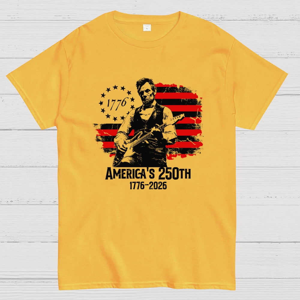 Lincoln Rocks – USA 250 Years Since July 4, 1776  T-Shirt